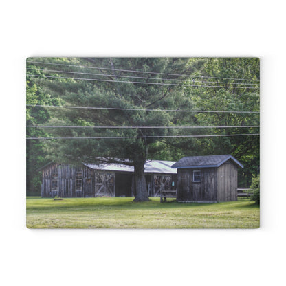 U R There Photography Leonard Road Roadside Greys Rustic Farmhouse Tempered-Glass Cutting Board
