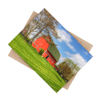 U R There Photography Barber Road Red Rustic Farmhouse Decorative Ceramic Tile 6" × 8" Glossy