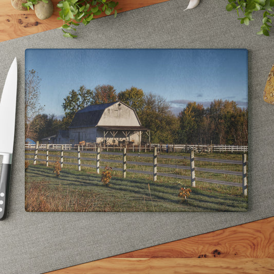 U R There Photography Dayton Road White Rustic Farmhouse Tempered-Glass Cutting Board