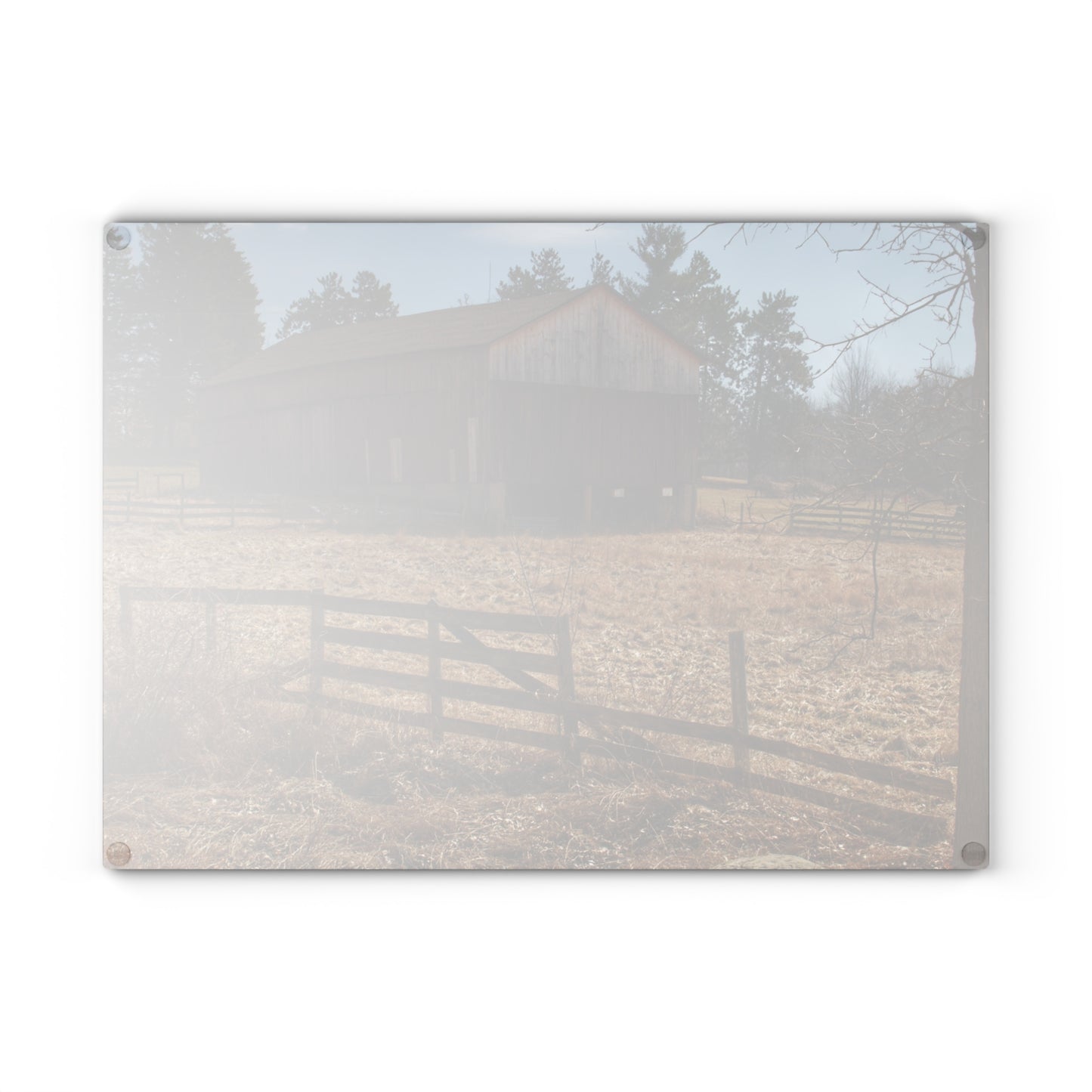 U R There Photography Hough Road Rural Red Rustic Farmhouse Tempered-Glass Cutting Board