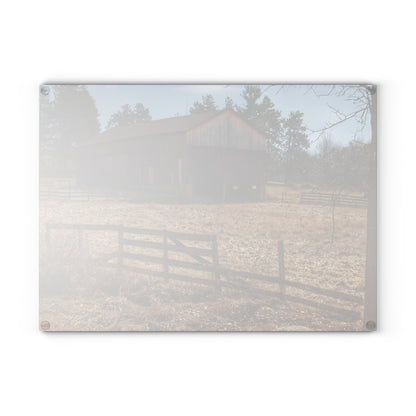 U R There Photography Hough Road Rural Red Rustic Farmhouse Tempered-Glass Cutting Board