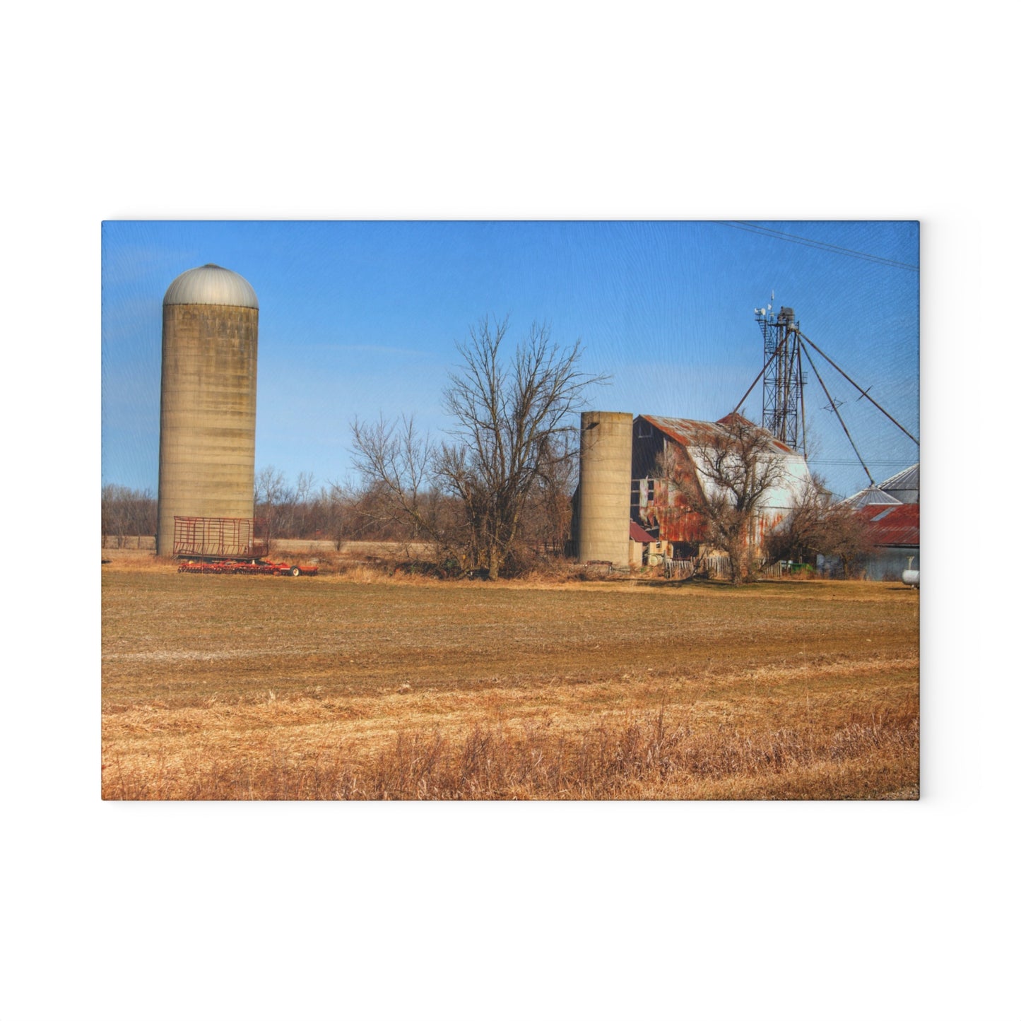 U R There Photography North Cemetery Roads Forgotten Grey Rustic Farmhouse Tempered-Glass Cutting Board