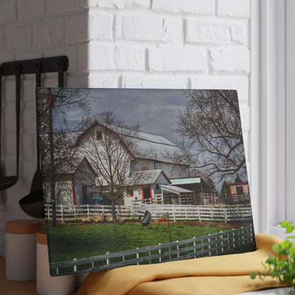 U R There Photography Henderson Whites Rustic Farmhouse Tempered-Glass Cutting Board