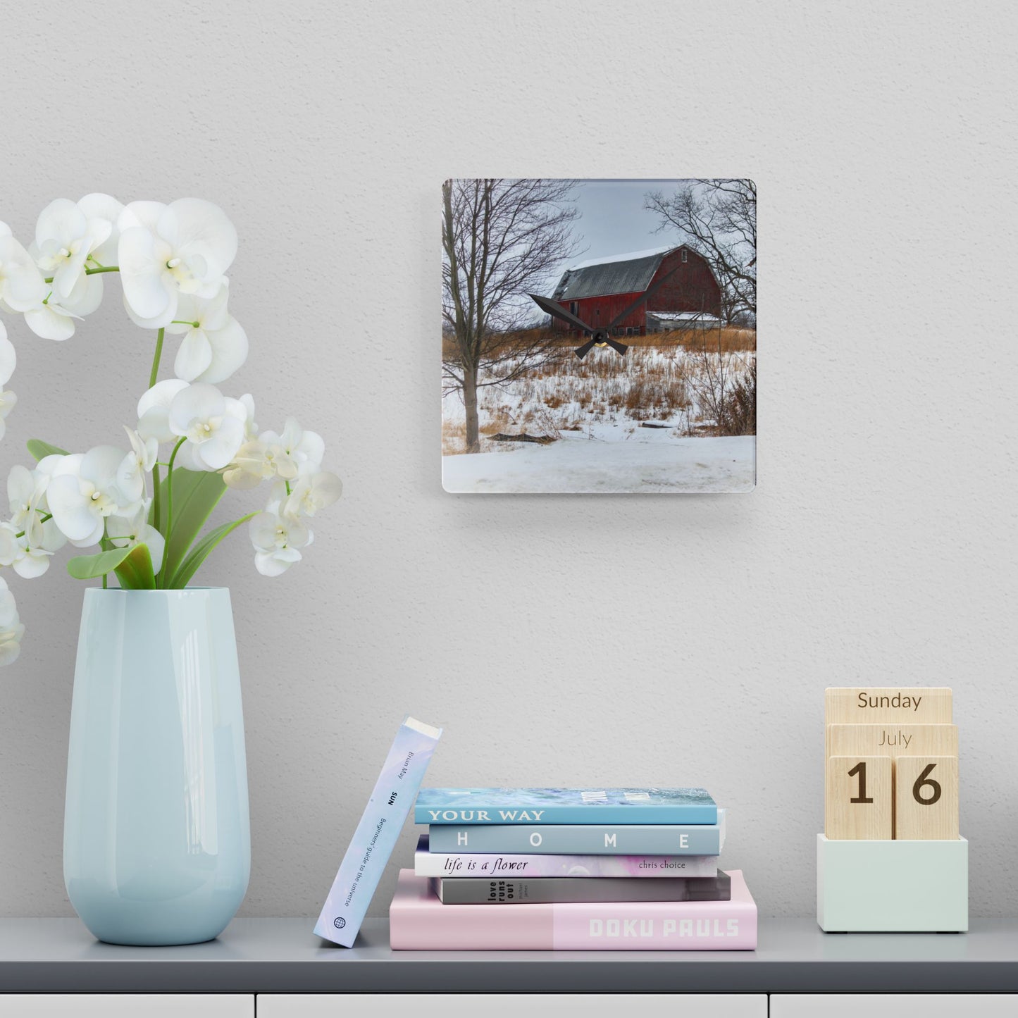 U R There Photography Hadley Red II Rustic Farmhouse Acrylic Analog Wall Clock