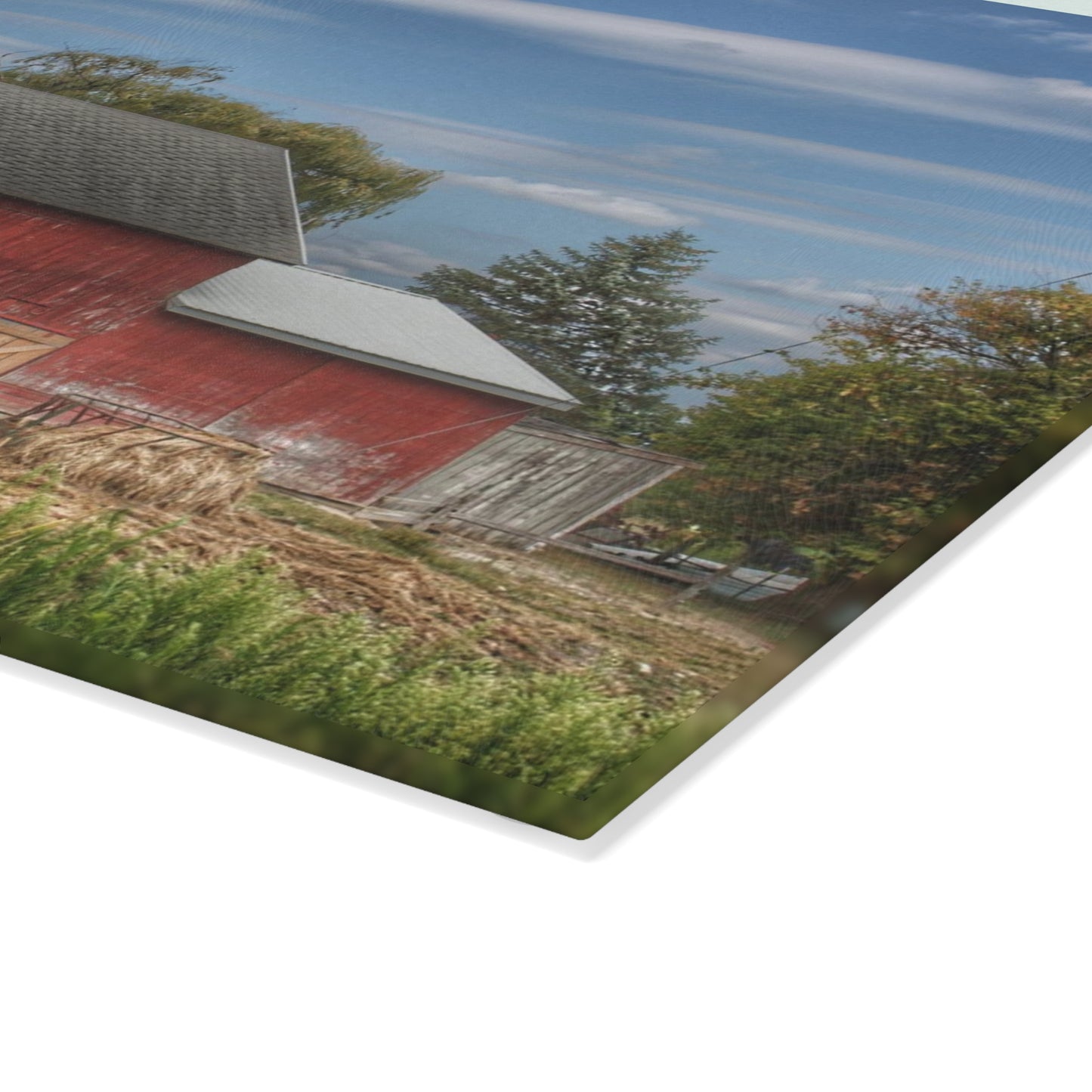 U R There Photography Wheeling Road Barn Rustic Farmhouse Tempered-Glass Cutting Board