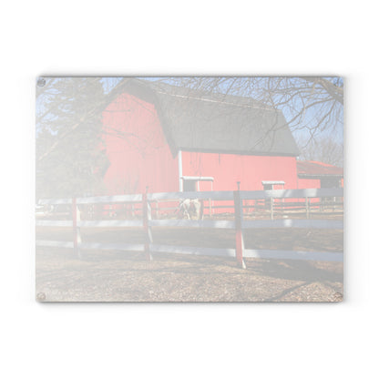 U R There Photography Wolcott Red and Filly Rustic Farmhouse Tempered-Glass Cutting Board