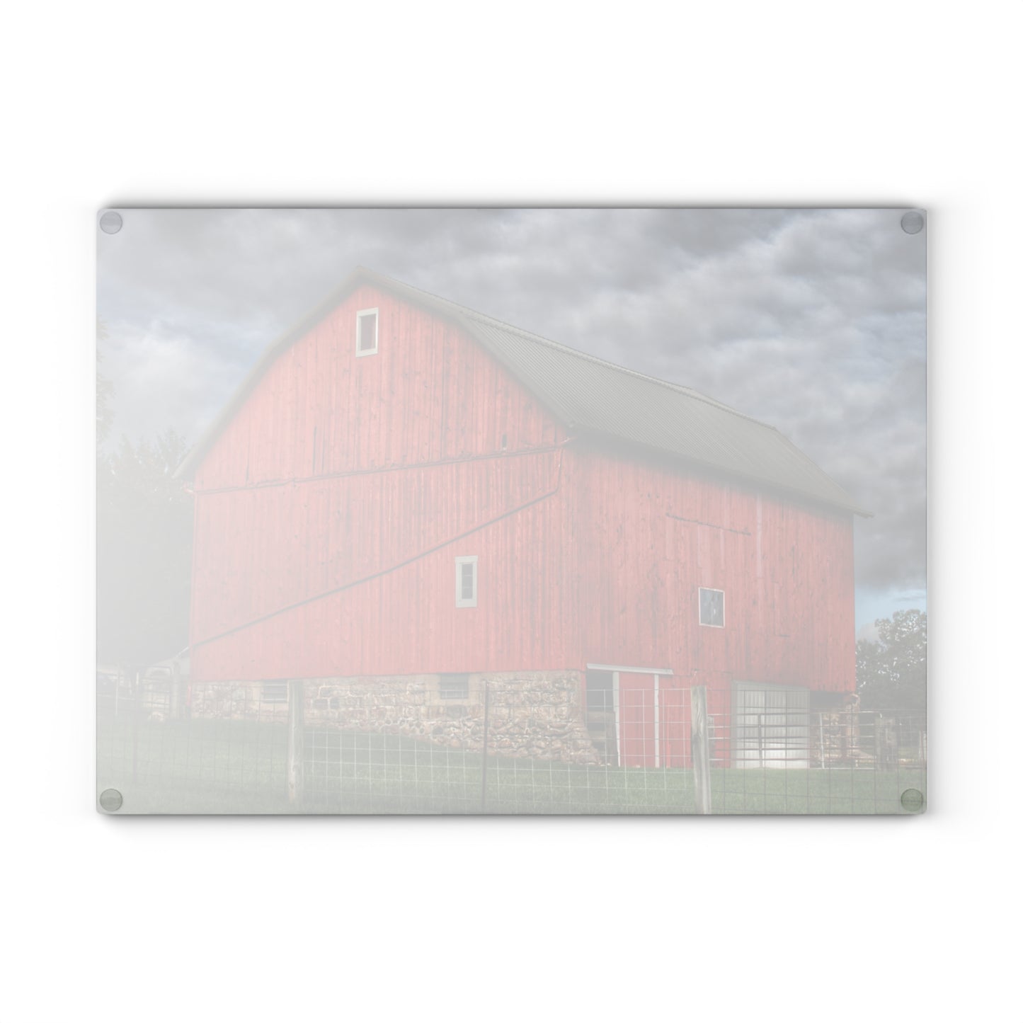 U R There Photography North Elba Road Red Rustic Farmhouse Tempered-Glass Cutting Board