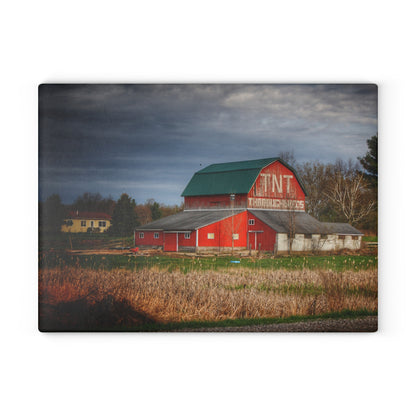 U R There Photography M-24 TnT Red I Rustic Farmhouse Tempered-Glass Cutting Board