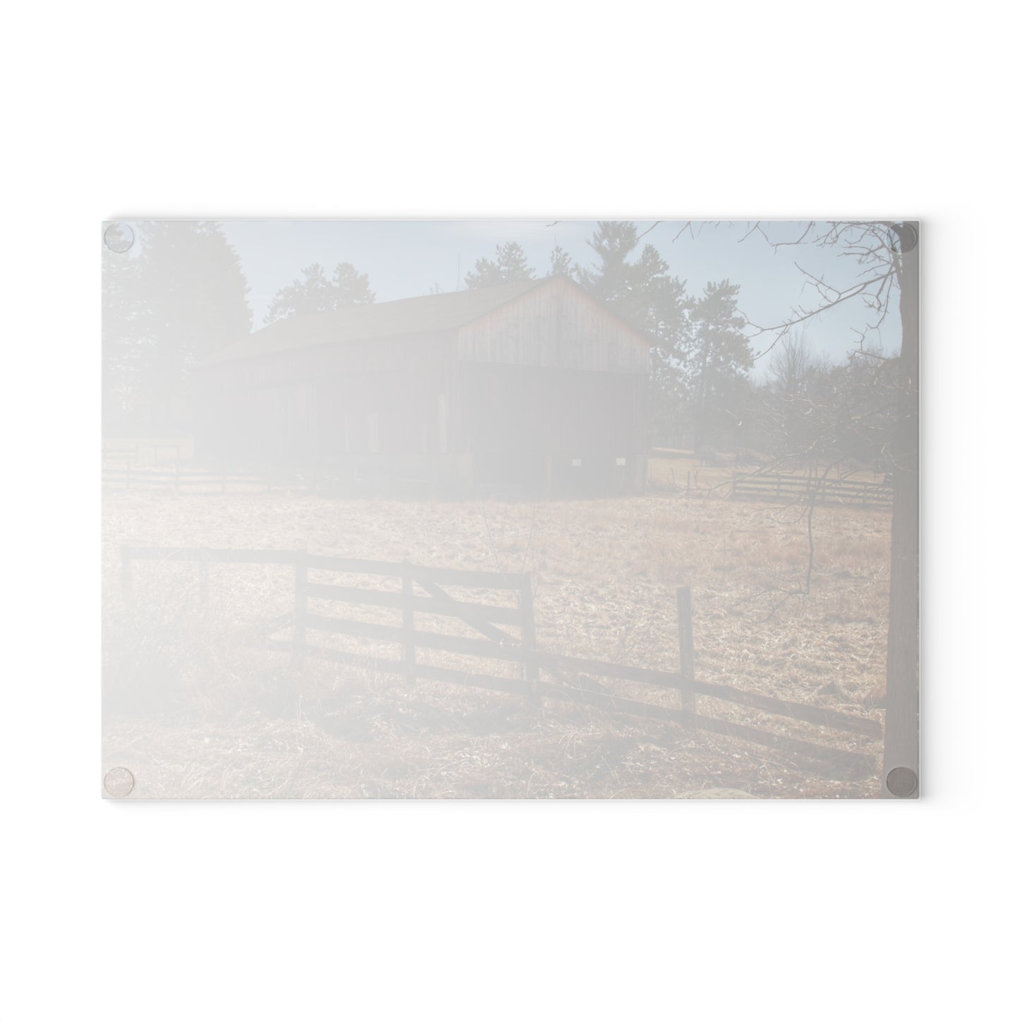 U R There Photography Hough Road Rural Red Rustic Farmhouse Tempered-Glass Cutting Board