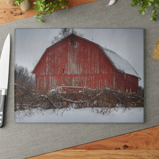U R There Photography Hadley Road Barn at the Bend Rustic Farmhouse Tempered-Glass Cutting Board