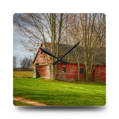 U R There Photography Centerline Shack Rustic Farmhouse Acrylic Analog Wall Clock