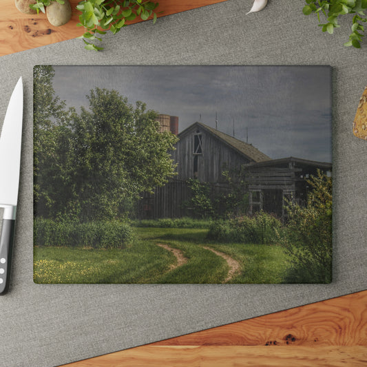 U R There Photography Barkley Road Greys I Rustic Farmhouse Tempered-Glass Cutting Board