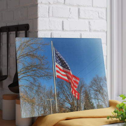U R There Photography Our Grand Old Flag Rustic Farmhouse Tempered-Glass Cutting Board