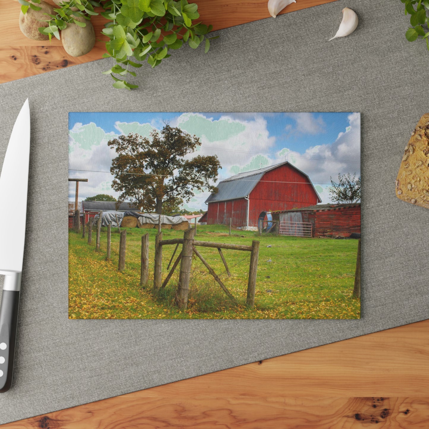 U R There Photography Beyond the Fence on Frances Road Rustic Farmhouse Tempered-Glass Cutting Board