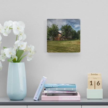 U R There Photography Thistle Valley Weathered Grey Rustic Farmhouse Acrylic Analog Wall Clock