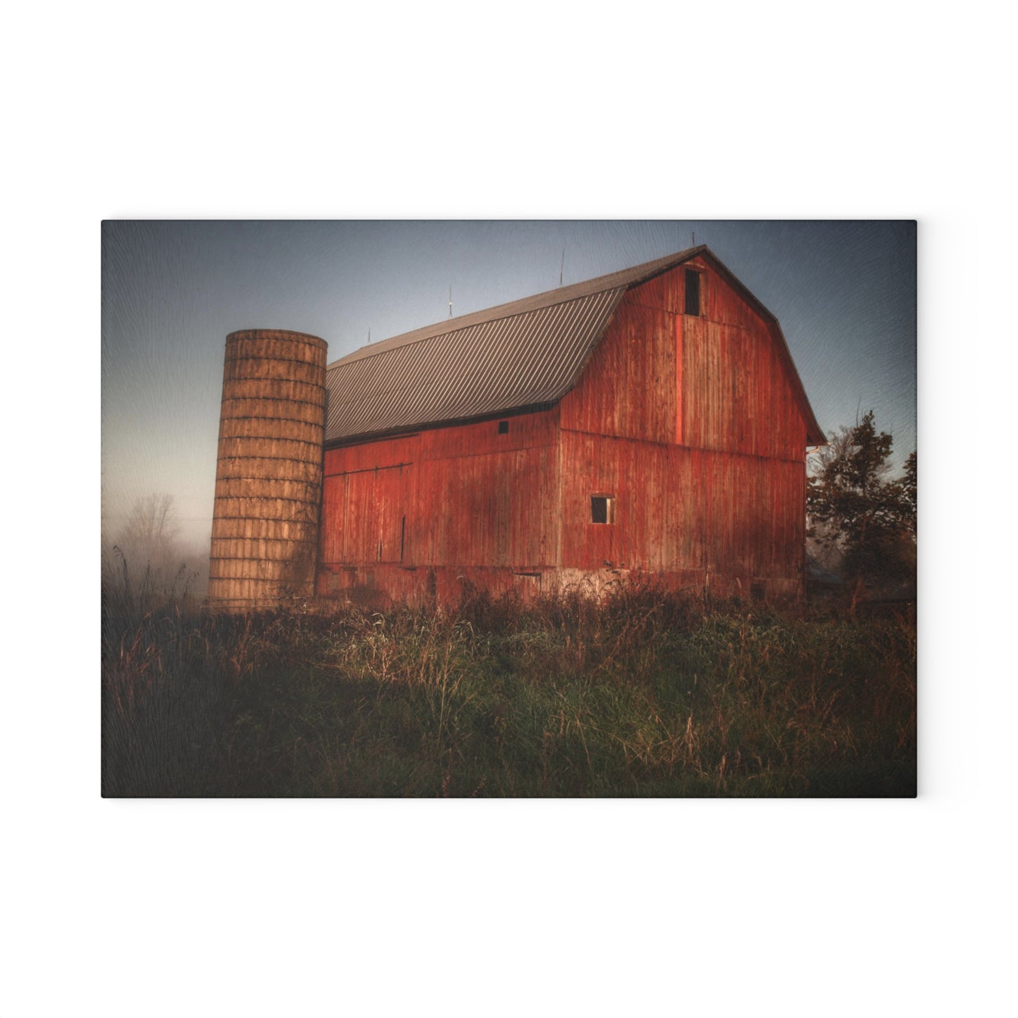 U R There Photography Columbiaville Red II Rustic Farmhouse Tempered-Glass Cutting Board