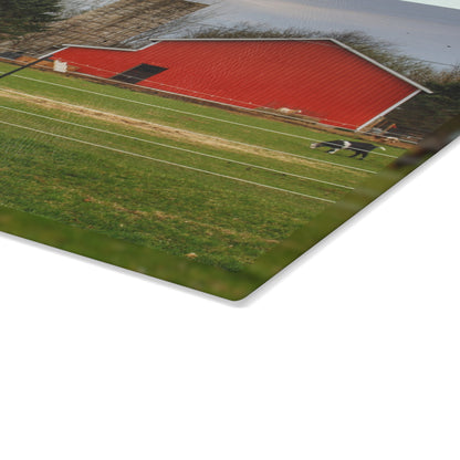 U R There Photography Fostoria Little Red Rustic Farmhouse Tempered-Glass Cutting Board