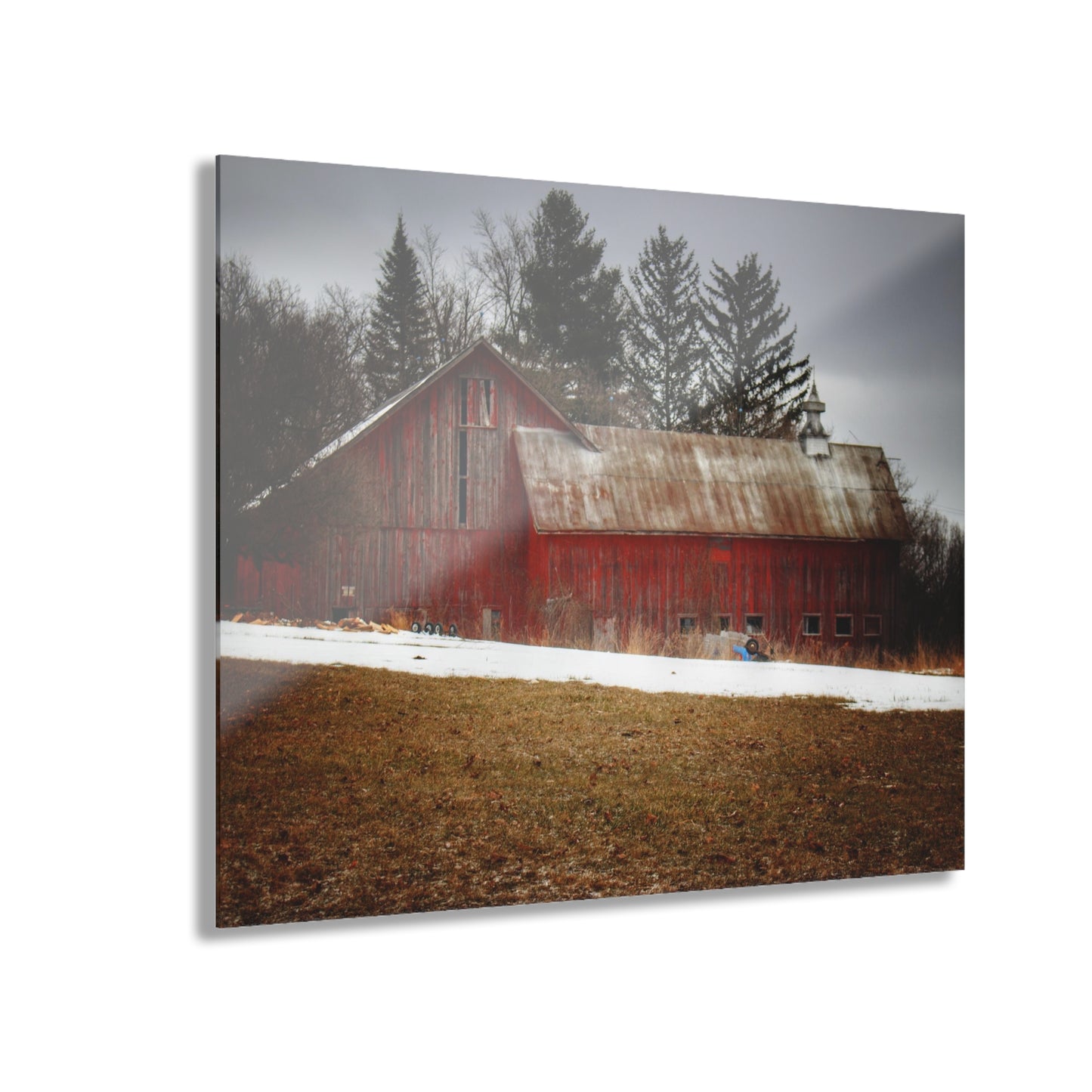 U R There Photography Blacks Corners Road Red Rustic Farmhouse Acrylic Wall Print