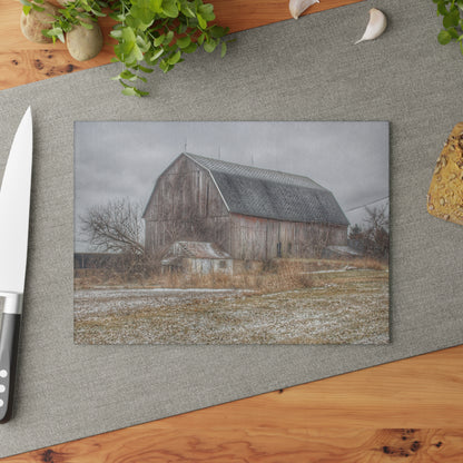 U R There Photography Mayville Road Grey Rustic Farmhouse Tempered-Glass Cutting Board