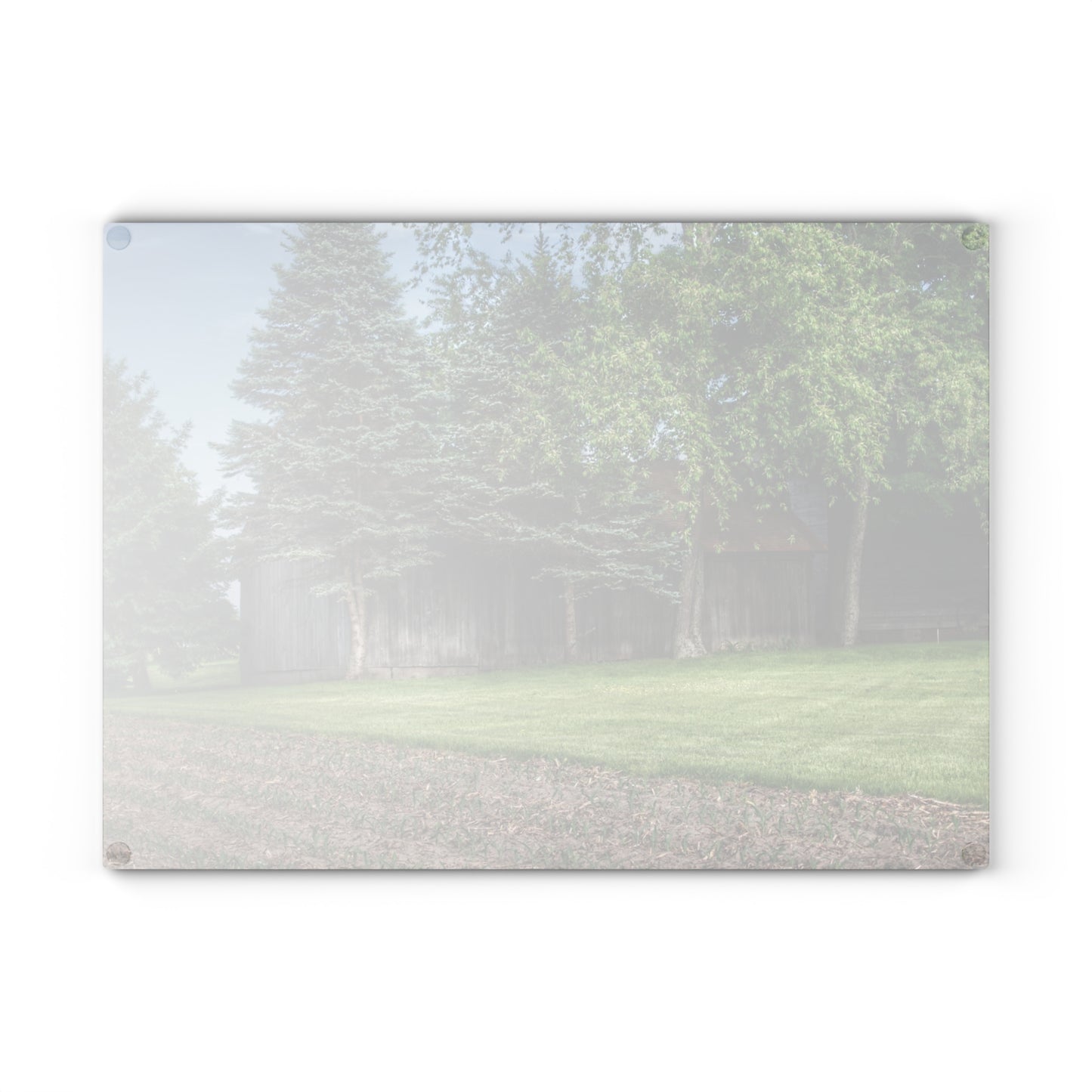 U R There Photography Barkley Road Greys II Rustic Farmhouse Tempered-Glass Cutting Board