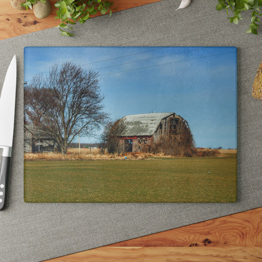 U R There Photography Bay City - Forestville Forgotten Grey Rustic Farmhouse Tempered-Glass Cutting Board