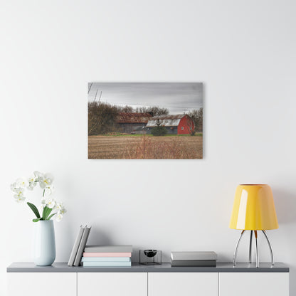 U R There Photography South Summers Road Rusted Grey and Little Red Rustic Farmhouse Acrylic Wall Print