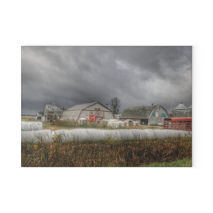 U R There Photography Waterman Road Grey I Rustic Farmhouse Tempered-Glass Cutting Board