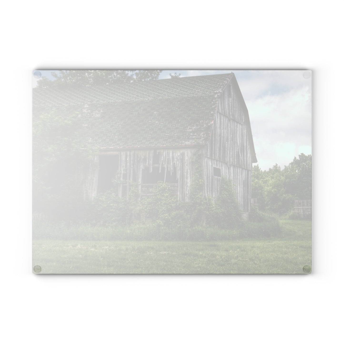 U R There Photography Hunters Creek Forgotten Grey Rustic Farmhouse Tempered-Glass Cutting Board