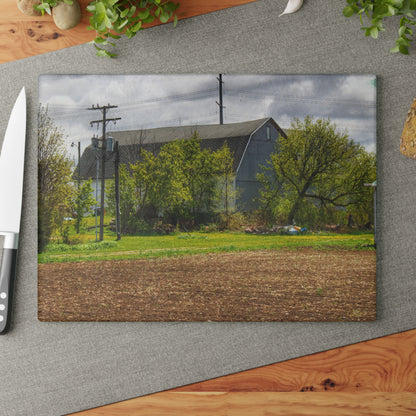 U R There Photography Rescue Road Old Grey Rustic Farmhouse Tempered-Glass Cutting Board
