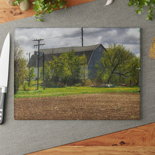 U R There Photography Rescue Road Old Grey Rustic Farmhouse Tempered-Glass Cutting Board