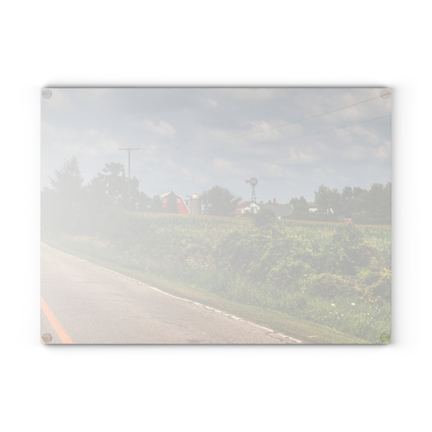 U R There Photography Across the Field in Elba I Rustic Farmhouse Tempered-Glass Cutting Board