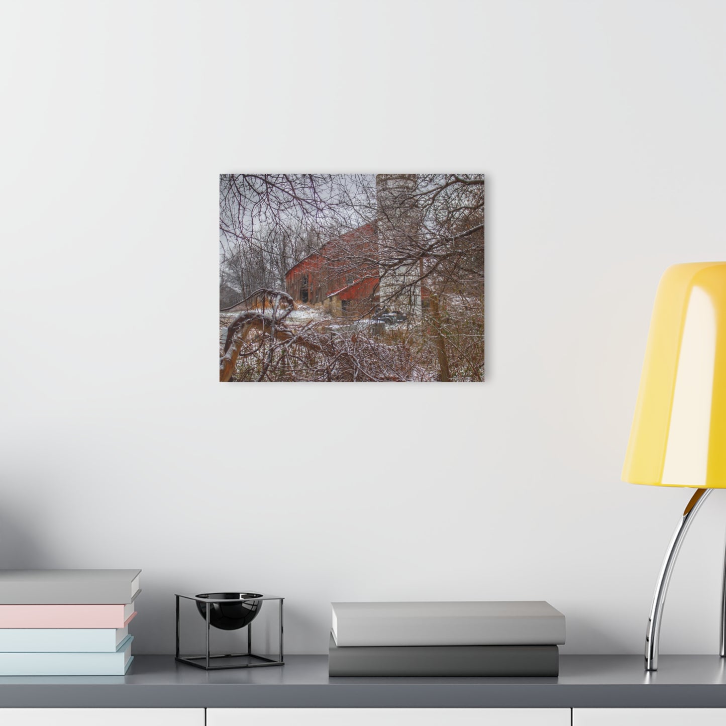 U R There Photography Sandhill Road Hidden Red I Rustic Farmhouse Acrylic Wall Print