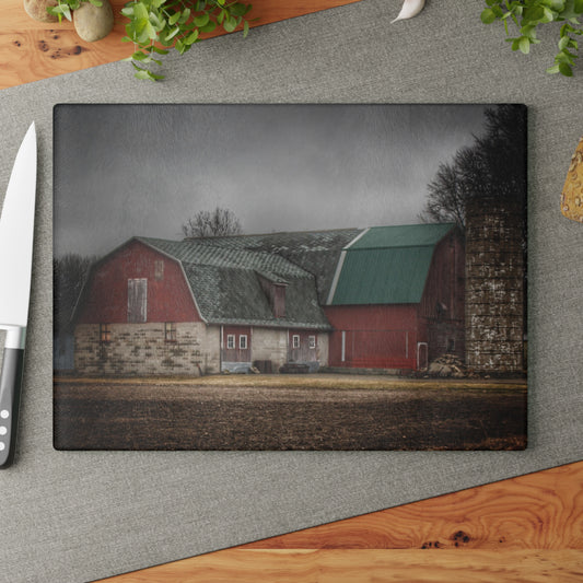 U R There Photography Arbela Reds Rustic Farmhouse Tempered-Glass Cutting Board