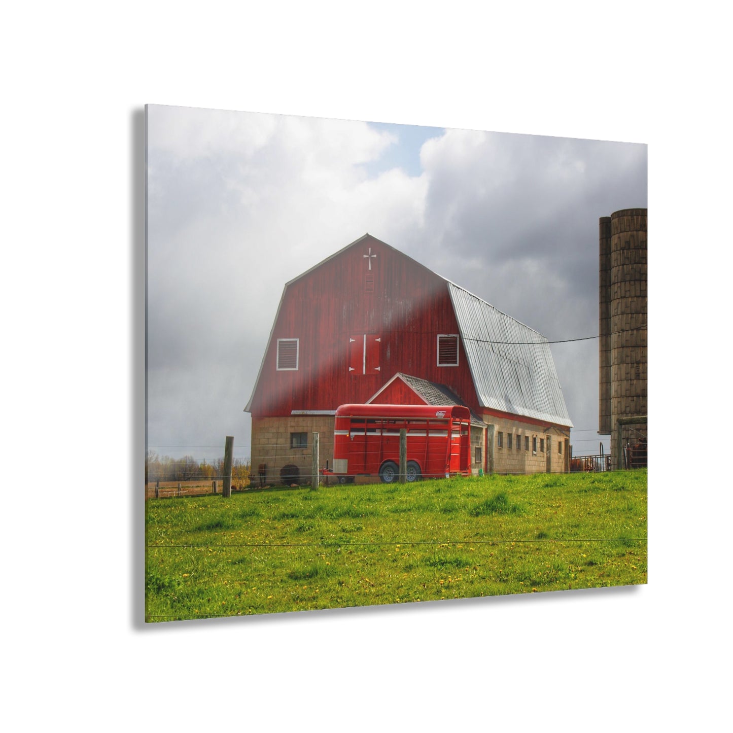 U R There Photography Clothier Road Red and Silo Rustic Farmhouse Acrylic Wall Print