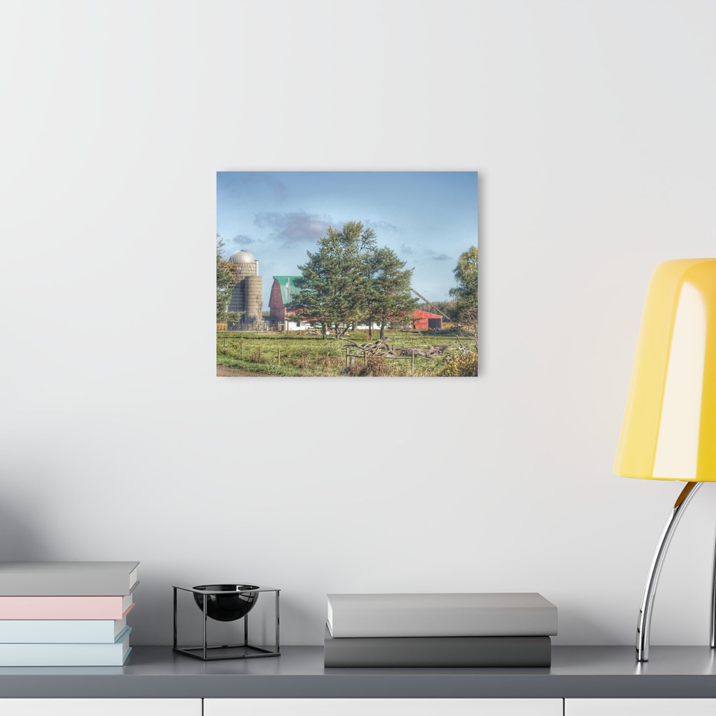 U R There Photography Croswell Wagner Road Red Rustic Farmhouse Acrylic Wall Print