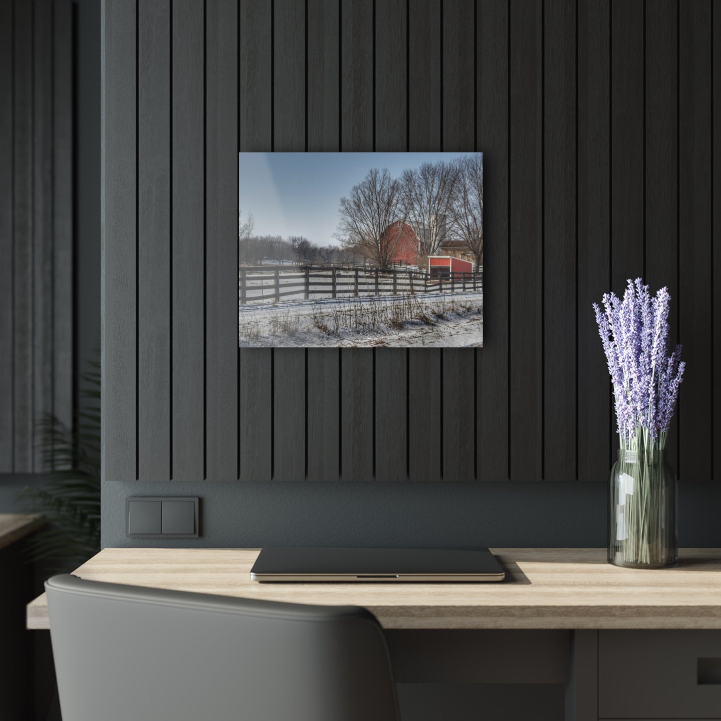 U R There Photography West Lake Road Red Rustic Farmhouse Acrylic Wall Print