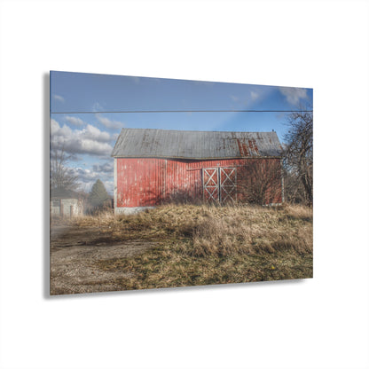 U R There Photography Lapeer Road Crooked Red Rustic Farmhouse Acrylic Wall Print