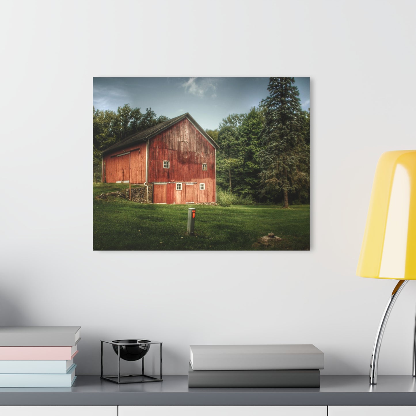 U R There Photography Buckhorn Lake Road Red Rustic Farmhouse Acrylic Wall Print