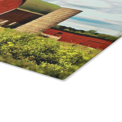 U R There Photography Elmwood Road Red and Horses Rustic Farmhouse Tempered-Glass Cutting Board