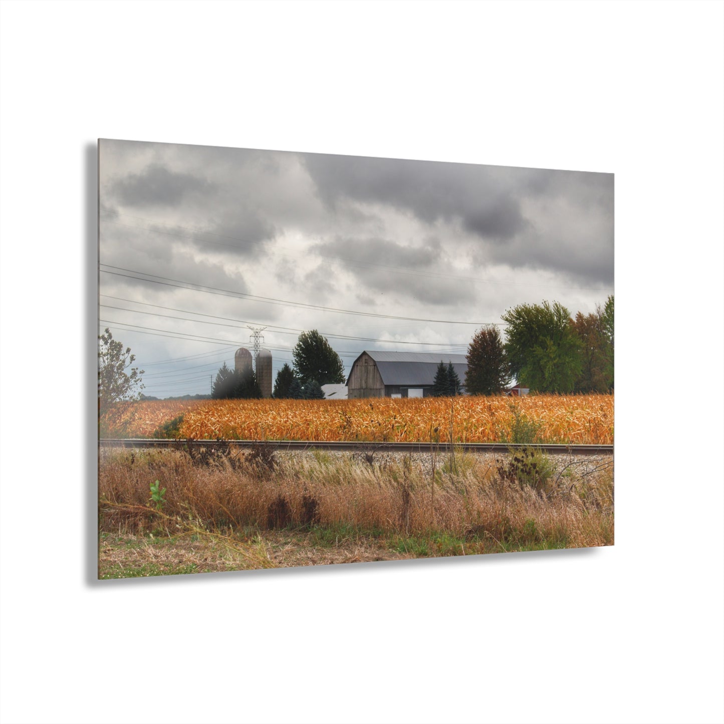 U R There Photography Reese Old Grey Beyond the Tracks Rustic Farmhouse Acrylic Wall Print