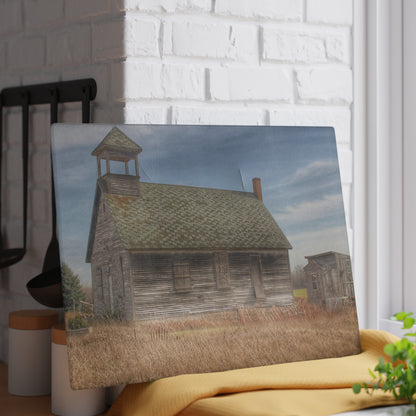 U R There Photography McKenzie Road Old Schoolhouse Rustic Farmhouse Tempered-Glass Cutting Board