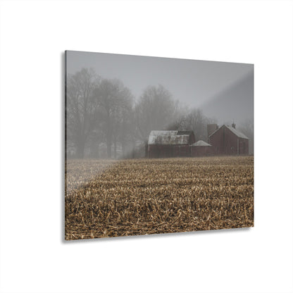 U R There Photography Farm in the Fog on Barnes Road Rustic Farmhouse Acrylic Wall Print