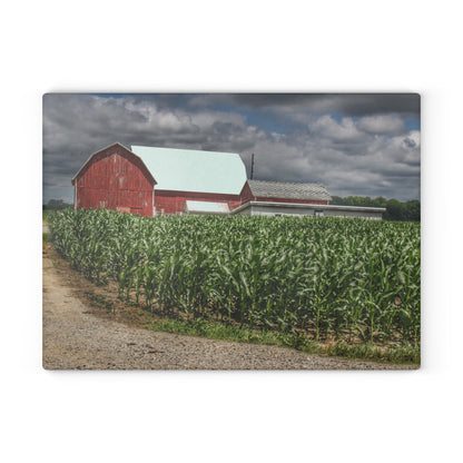 U R There Photography Millington Road Reds Rustic Farmhouse Tempered-Glass Cutting Board
