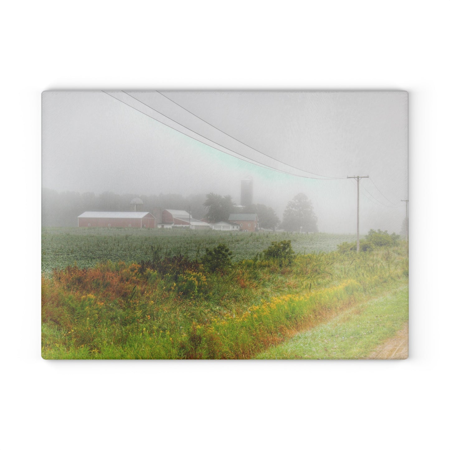 U R There Photography Beyond the Fog Rustic Farmhouse Tempered-Glass Cutting Board