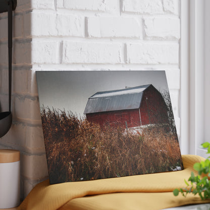 U R There Photography Noble Road Red Rustic Farmhouse Tempered-Glass Cutting Board