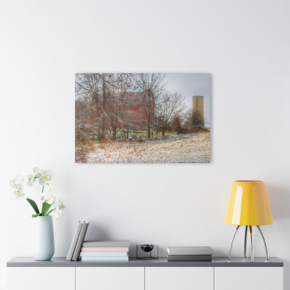 U R There Photography Hough Road Hidden Winter Red II Rustic Farmhouse Acrylic Wall Print