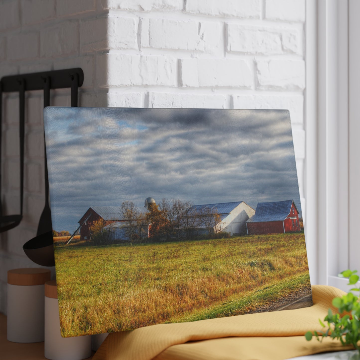 U R There Photography Marlette Road Farm I Rustic Farmhouse Tempered-Glass Cutting Board
