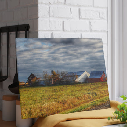 U R There Photography Marlette Road Farm I Rustic Farmhouse Tempered-Glass Cutting Board