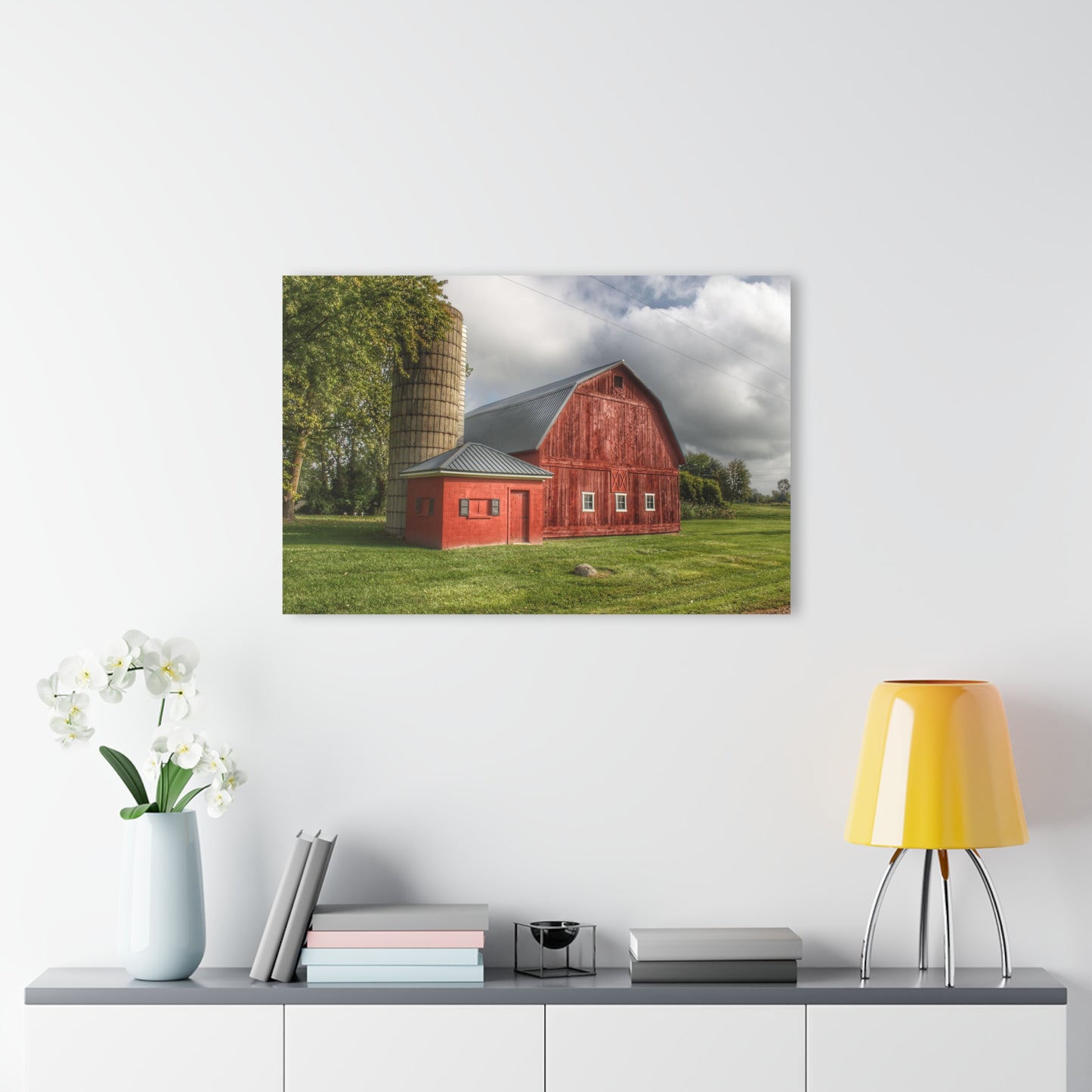 U R There Photography Hollow Corners Red and Silo Rustic Farmhouse Acrylic Wall Print
