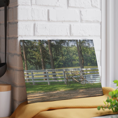 U R There Photography Thornville Buggy and Fence Rustic Farmhouse Tempered-Glass Cutting Board